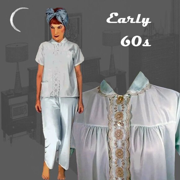 Vintage Sheer Satiny Nylon Pajamas from Philmaid, Mint Condition VFG Mid Century - Picture 1 of 15